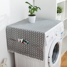 Load image into Gallery viewer, Cotton linen refrigerator washing machine microwave oven cover lattice dust cover hanging bag
